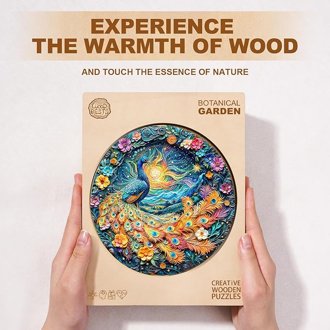 Wooden Puzzles for Adults,Peacock Puzzle, Unique Shaped Wooden Jigsaw Puzzles for Adults, Family Puzzle(11.4 * 11.4 in 200pcs)