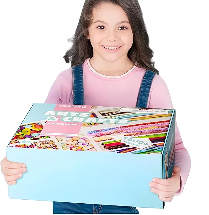 ROBOTIME Ultimate Craft Kit for Kids Ages 8-12 | Largest Pack | 1600+ Pieces Deluxe Arts and Crafts Supplies | Screen-Free Activities for Kids | Gift Ideas for Girls & Boys