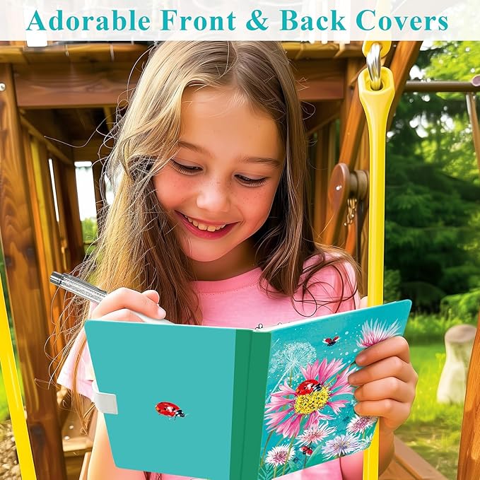 Ladybug Journal for Girls - Birthday Gift for Tween & Kids, Diary w/Pen & Magnetic Closure, 192 Pages Lined Hardcover Notebook, 5.3"x7.5"