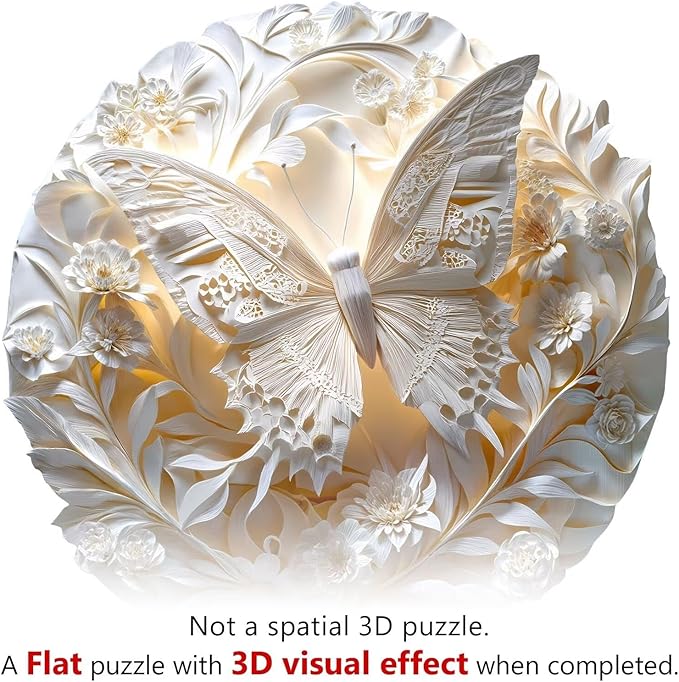 Wooden Puzzles for Adults, 3D Paper Butterfly Wooden Puzzles 100 Pieces, Unique Animal Shaped Wood Challenging Jigsaw Puzzles Gifts for Adults, 8.5x8.5in