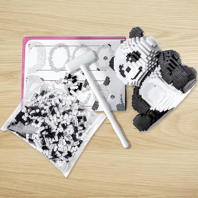 AHZILEl Animal Panda Blocks Building Set, 7822 Pcs Cute 3D Puzzle Mini Building Bricks Toy Kits, DlY Educational Particle Building Birthday Gift