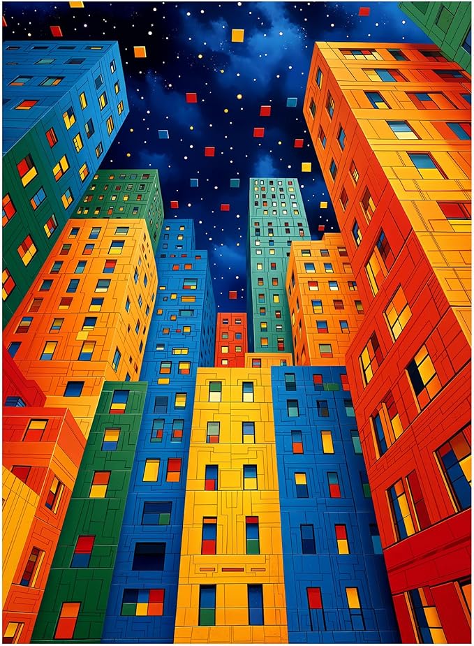 ALL4JIG Geometric City Fun Jigsaw Puzzles for Adults and Kids, 500 Pieces, 20.47" x 14.96", Christmas Secret Santa Gift, White Elephant Gifts, Number Partitioned for Easy Solving