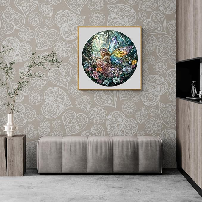 Wooden Puzzles for Adults, Wooden Jigsaw Puzzles for Adults Kids, Magic Fairy Unique Shaped Wood Puzzles Adult, Birthday Gifts for Friends Family Game, Home Decor (13.4 * 13.4in 300pcs)