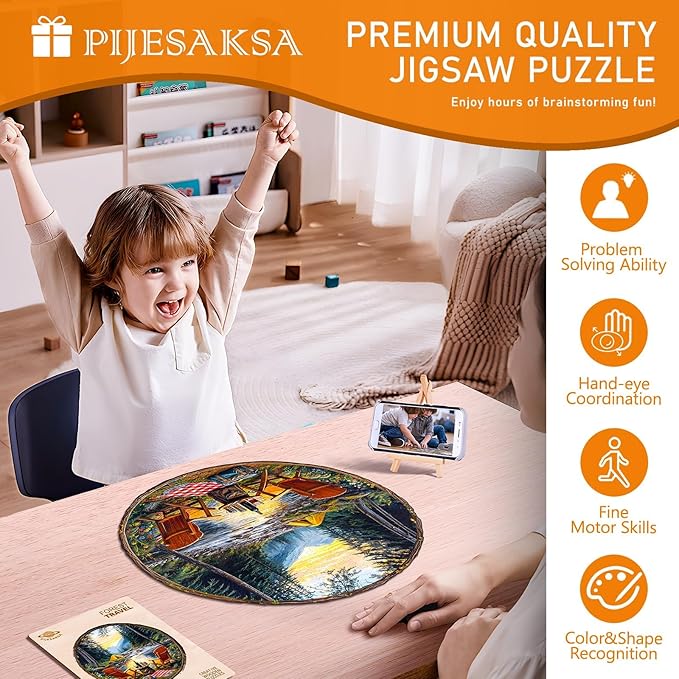 Wooden Puzzles for Adults, Forest Travel Wood Puzzles Adult, Unique Shape Wooden Jigsaw Puzzle, Presents for Family and Friends, Wall Art Home Decor (S-8.5 * 8.3in-100 Pieces)