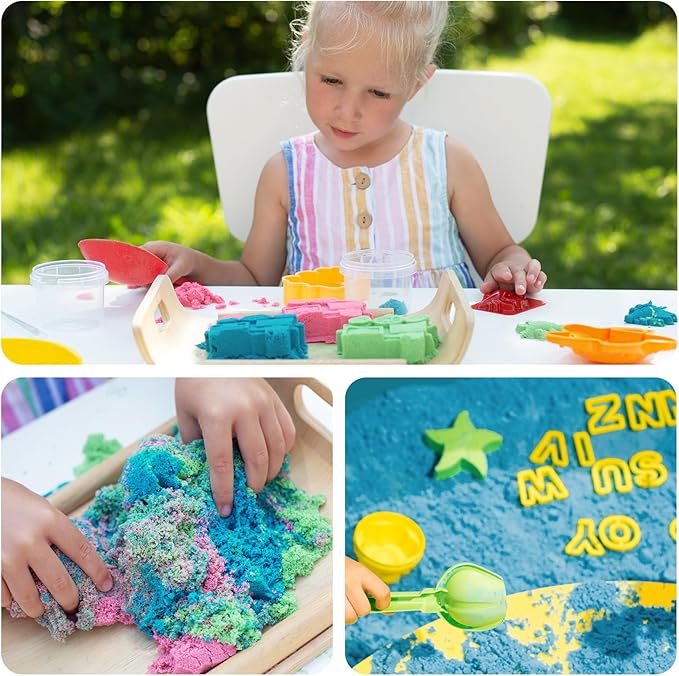 NiToy FlexiSand 19lbs Value Pack of Moldable Self-Sticking Sand, Never Dries Out Fun for 3 Years and Up Kids, Bulk Refill for Sensory Sand Box Toys, Ideal for Shaping and Molding (Dark Blue)
