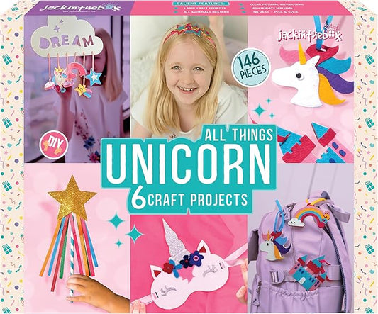 jackinthebox Unicorn Crafts for Kids Ages 5-8, 6-in-1 Gifts for Girls, Craft Kit, Toys, Arts and Crafts for Girls Aged 5 6 7 8 Years