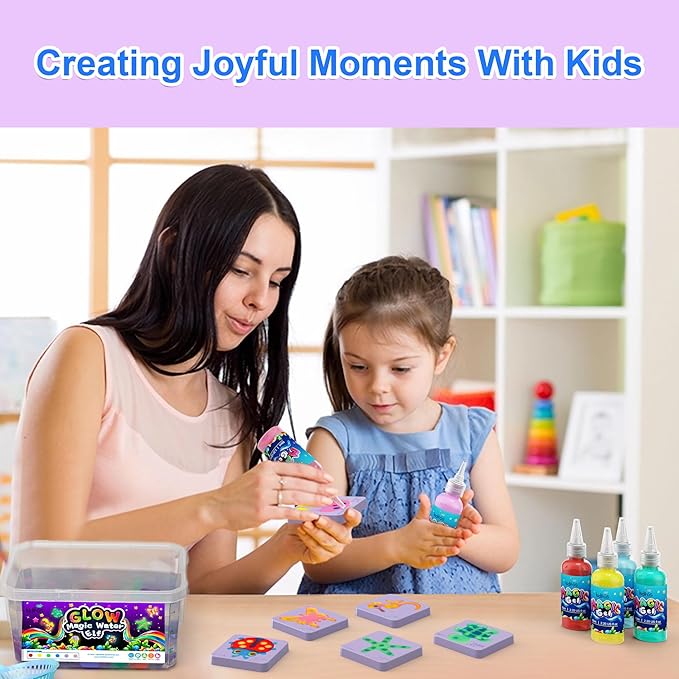 Kiditos Glow in The Dark Magic Water Elf Toy Kit-Squishies for Kids, 6 Gels & 6 Molds, Magic Gel Water Pets Sensory Toy, Fun DIY Craft Kit, Party Favors, Birthday & Christmas Gifts for Kids Ages 3+
