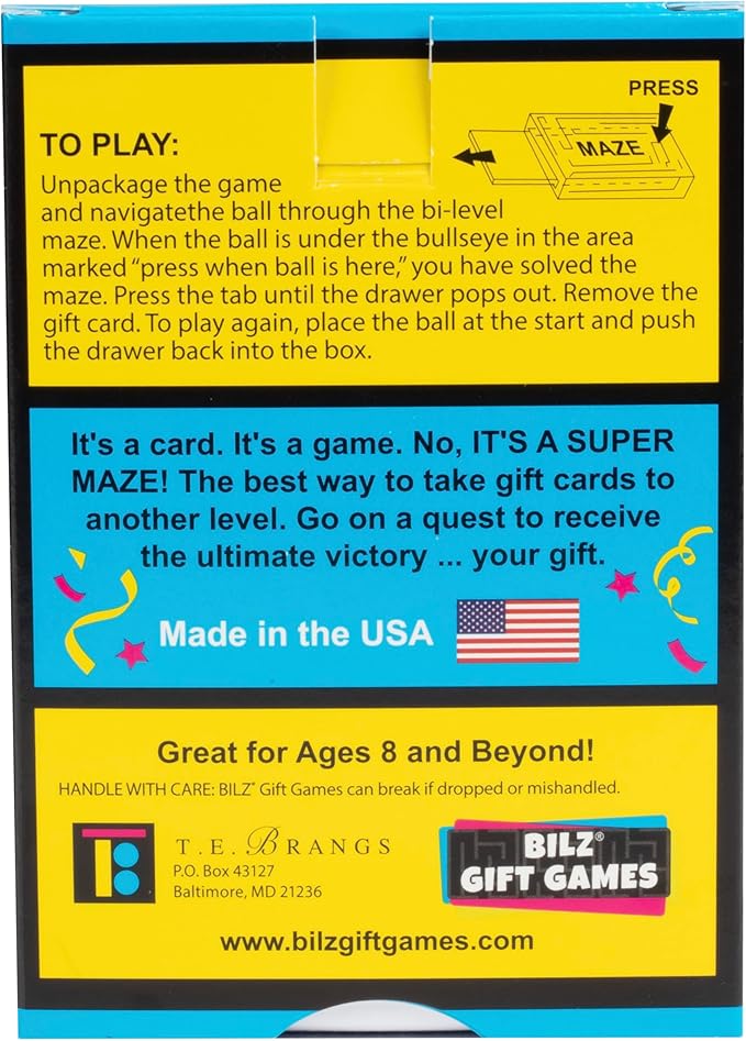 BILZ Money Puzzle - Brain Teasing Maze for Cash or Gift Cards - Fun Way to Give Gifts - Perfect for Easter Baskets and Holiday Presents - Reusable Puzzle for Kids, Adults and All Ages (2 Pack)