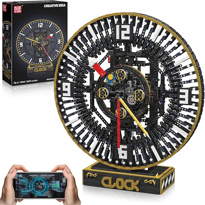 Mould King Cyberpunk Grand Clock Building Blocks Set, 3675+ Pcs Real-Time Clock Model Kit with Mechanical Gears, App Control Electric Building Model Kit, Creative Gift Toys for Adults Teens