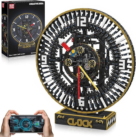 Mould King Cyberpunk Grand Clock Building Blocks Set, 3675+ Pcs Real-Time Clock Model Kit with Mechanical Gears, App Control Electric Building Model Kit, Creative Gift Toys for Adults Teens