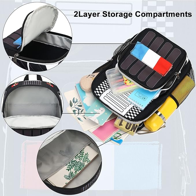 Kids School Backpack with Lunch Box for Boy Kindergarten BookBag School Bag Preschool Kindergarten Toddler Backpack (Police Car)