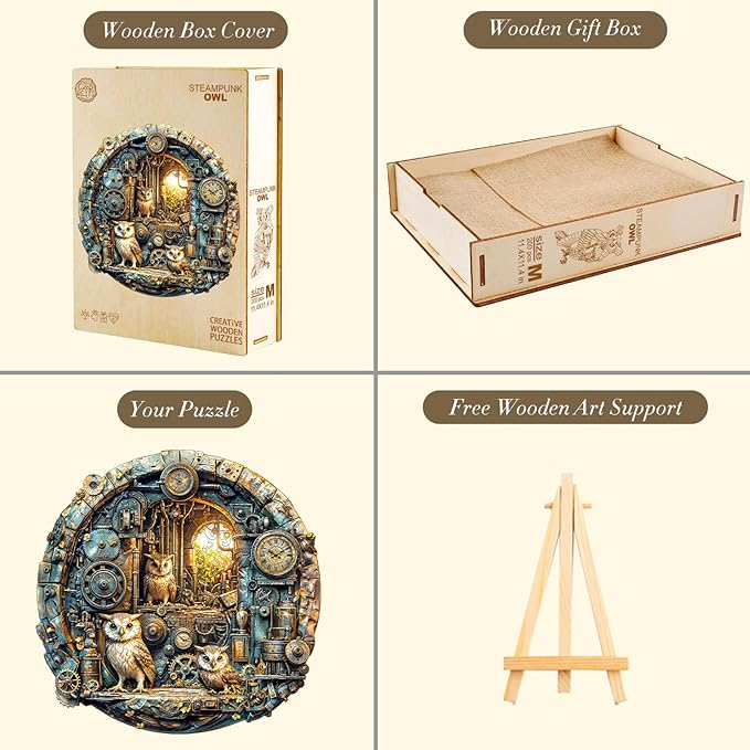 Wooden Puzzles for Adults,Vibrant owl Shaped Unique Wooden Jigsaw Puzzles, Gifts for Family or Friends for Any Holiday.(11.4X 11.4In 200pcs)