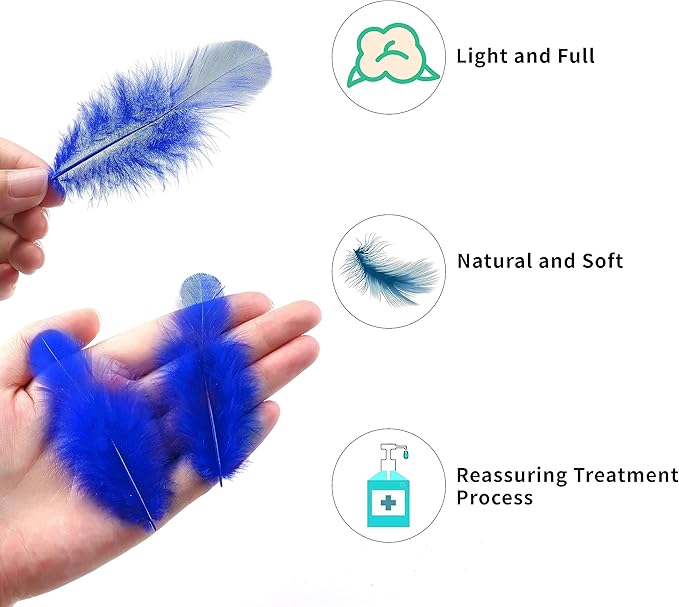 Soarer 300pcs Blue Feathers for Crafts - 3-5inch Feathers Bulk for Wedding Home Party, Dream Catcher Supplies and DIY Crafts(RoyalBlue)
