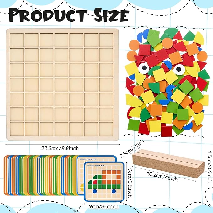 Soulchen 120 Pcs Wooden Matching Puzzle for Elderly Dementia, Colorful Shape Memory Building Blocks, Occupational Therapy Activities for Alzheimers Patients, Senior Care Gift Nursing Home Thanksgiving