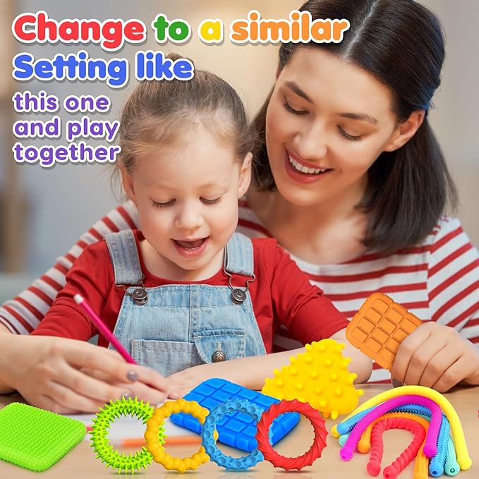 Sensory Fidget Toys for Kids Toddlers: 16 Pack Textured Squishy Quiet Fidget Toys for Autistic Special Needs - Sensory Stretchy Toys - Calm Down Toy for Classroom Students Prizes Office Anxiety Relief
