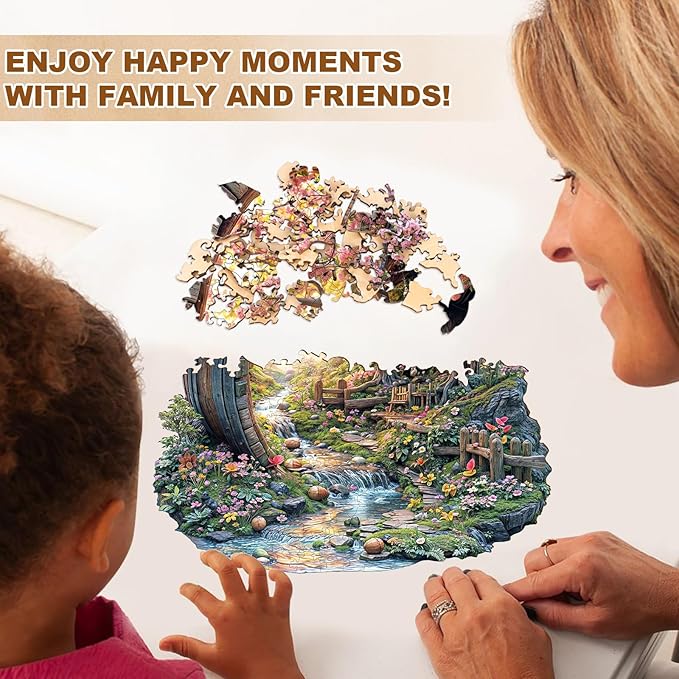 Wooden Puzzles for Adults, Spring Flower Wooden Jigsaw Puzzle for Adults, 200 Piece Unique Animal Shape Wood Puzzles Adult, Birthday Party Gifts for Friends & Family Game Home Decor (M-11.4 * 11.2in)