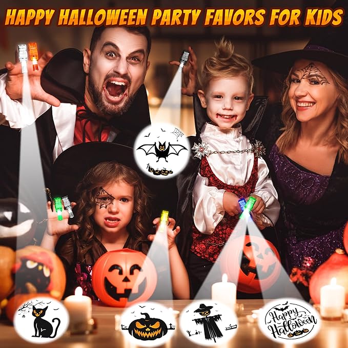 40 PCS Halloween Party Favors for Kids, Bulk Light Up Finger Lights Toys, Halloween Goodie Bag Basket Stuffers Treats Non Candy, Glow in the Dark Trick or Treat Toys, Classroom Prizes Gifts Supplies