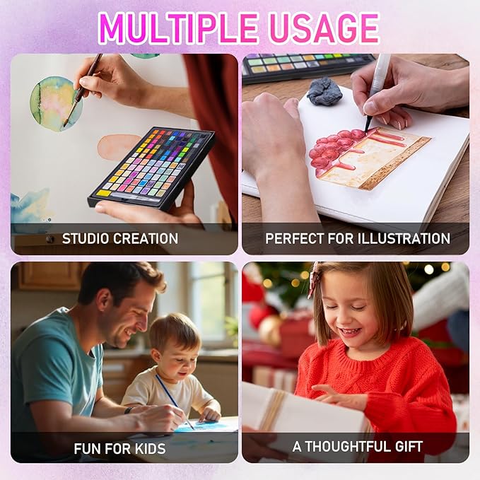 Falling in Art Watercolor Paint Set, 88 Colors Watercolor Paints, Painting Set with Water Brush and Sponge, Perfect Starter Kit for Beginners and Professionals