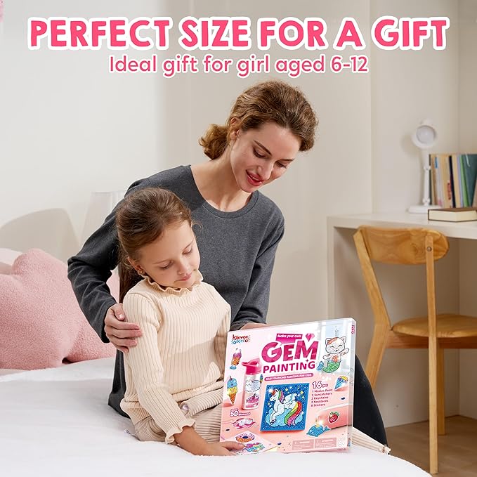 Klever Kits 16 Projects Gem Painting, Kids Diamond Gem Painting Kit with 5D Gem, Arts and Crafts for Girls Ages 6-12, Gem Craft Activities Kits, Premium Art Gift Ideas for Girls Ages 6, 7, 8+