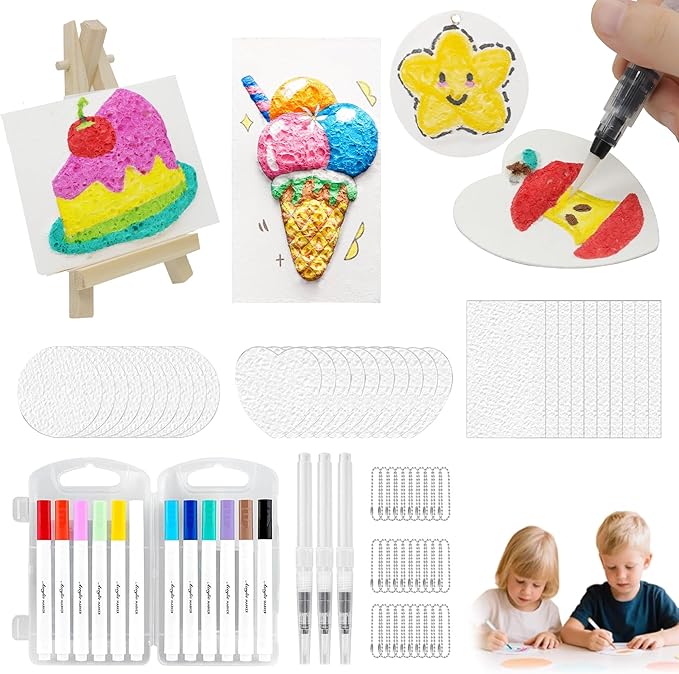 Yivioep Magic Foam Texture Painting Kit, 76 Pcs DIY 3D Puffy Paint Art Set with 30 Sheets Magic Foam Paper, Ideal for Birthday Party Gifts, Family Crafts, Classroom Art Projects