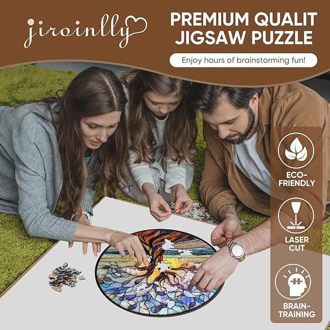 Wooden Puzzle for Adults, Seaside Tree of Life Puzzles for Adults, Unique Shaped Challenge Puzzle, Beautiful Package, Best Gift Toys for Family Friends, Brain Games Medium 11.2x11.2in