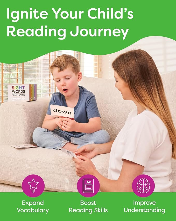 Sight Words Flash Cards 1st Grade - 120 High Frequency Words from Dolch's and Fry's Lists for 6-7 Years
