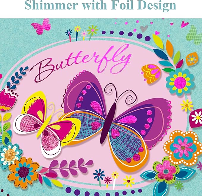 Butterfly Journal for Girls - Gift for Teen, Kids - Diary with Pen & Magnetic Closure, 192 Pages for Writing, 5.3"x7.5" Hardcover Lined Notebook