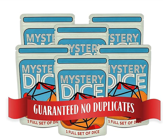 1985 Games Mystery Dice, Set of 7 Polyhedral Dice, Wide Range of Patterns, Gaming Dice, Suitable for Role Playing, Table Games (Pack of 6)