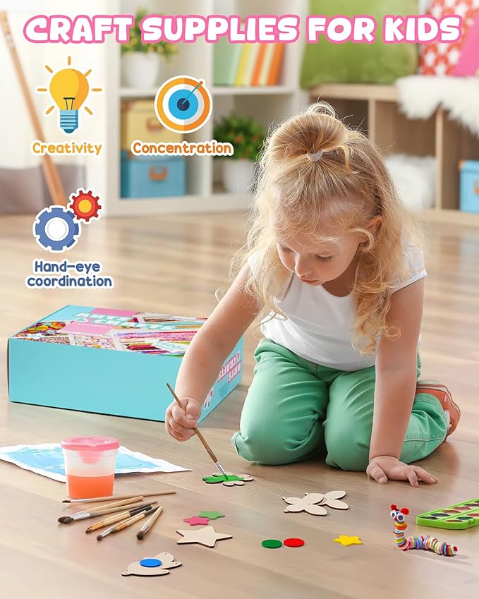 Wowood Arts and Crafts Kit for Kids - Over 1600 Pieces of DIY Craft Supplies! Creative Hobby Fun Activity Toys & Perfect Gifts for Girls and Boys Ages 8-12 to Spark Imagination and Joy(PA002)