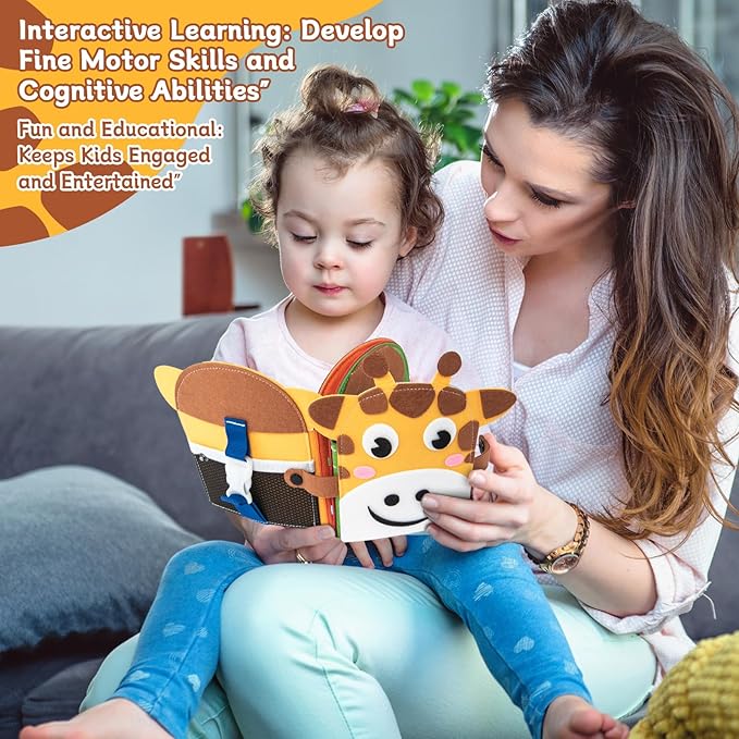 Busy Book for Toddlers 1-3, Montessori Sensory Toys for Kids Age 1-3, Preschool Learning Activities Fine Moto Skills and Early Developmental Education, Ideal for Educational Travel Toys.