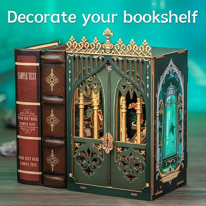 Fsolis Book Nook Kits, DIY Miniature House Kit 3D Puzzles for Adults Bookshelf Decor Gifts for Women Teenagers Craft Lovers(The Darkness Herbarium)