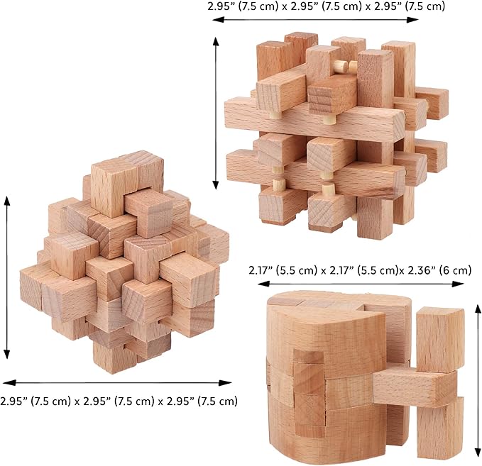 Sharp Brain Zone Wooden Brain Teaser Puzzles for Adults & Kids (Heart Cube Puzzle)