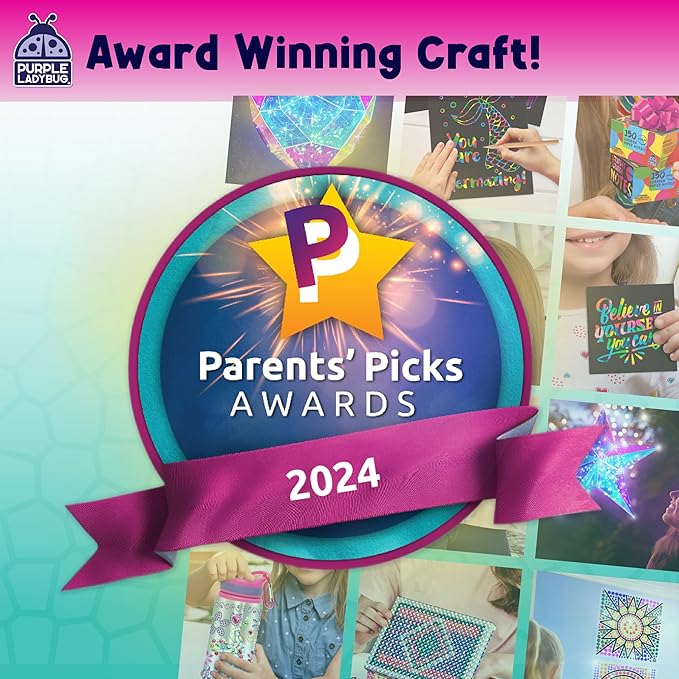 PURPLE LADYBUG Decorate Your Own Picture Frame Craft Kit - Craft for Kids Ages 8-12, Birthday Gift & DIY Mosaic Frame Craft for Girls Ages 6-8, Fun Arts & Crafts for 7-Year-Old Girls