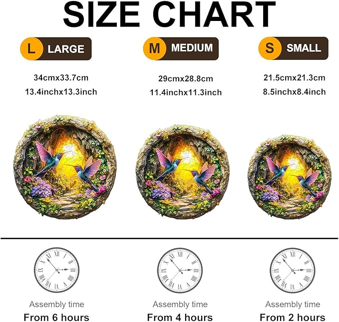 Wooden Puzzles for Adults,Wooden Jigsaw Puzzles for Adults,3D Vision Effect-3D hummingbird in the cave-1 Unique Shaped Wood Puzzles Adult,Gifts for Friends Family Game,Home Decor(11.4 * 11.3in 200pcs)