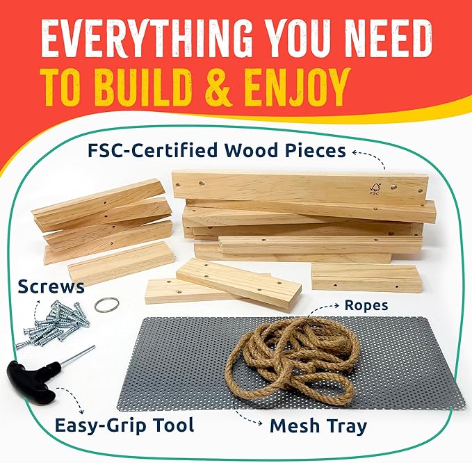 Picnic Table Feeder for Squirrels - DIY Woodworking Project for Kids and Families, Includes Tools, Screws, and Paint Set, Sustainable FSC-Certified Wood, Ages 6+