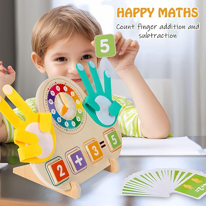 Montessori Toys for Toddlers age 2-4 ,Educational Clock Time Math Manipulatives Number Counting Blocks for Kids ,Preschool Learning Toys 3 4 5 Year Old for Birthday Stocking Stufferas for Boys Girls