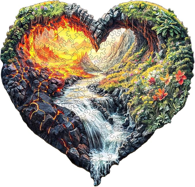 KAAYEE Wooden Puzzles for Adults, 3D Visual Effect Eternal Flow Wooden Jigsaw Puzzle Unique Shape Wood Puzzle Adult, 3D Effect Flat Puzzle Birthday Family Game (M-11.4 * 11.1in-180pcs)