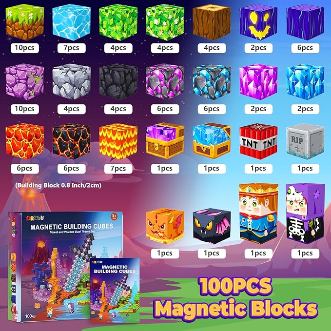 Magnetic Blocks, Kids Magnetic Building Cubes Toys for 3-13 Year Old Boys Girls, Montessori Sensory STEM Toddler Construction Toys Christmas Birthday Party Gifts.