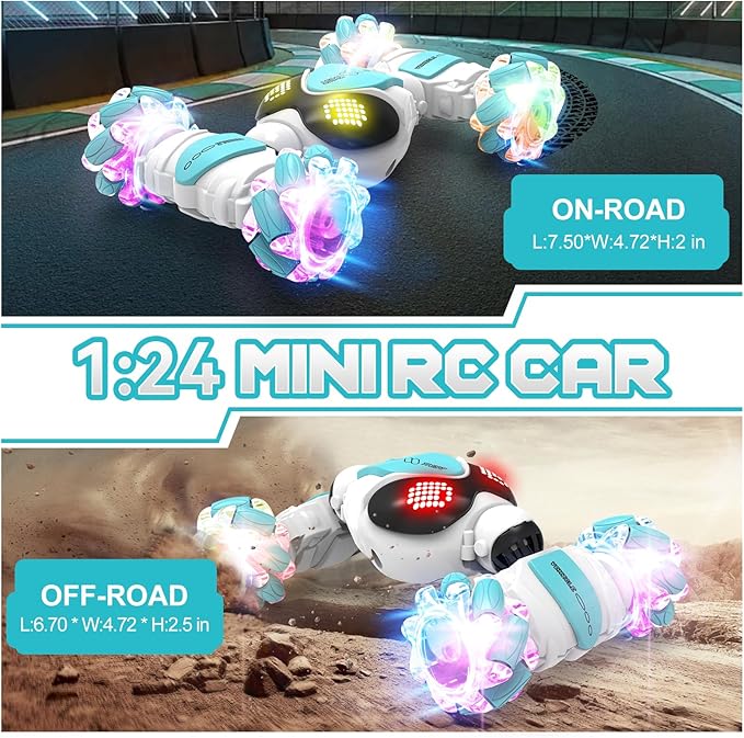 Gesture Sensing Rc Stunt Car Toys for Boy Age 8-13,Hand Remote Control Cars,Coolest Christmas Birthday Present Ideas for Boys Girls Kids Teens Age 8 9 10 11 12 13+ Year,Racing Drift Car (White)