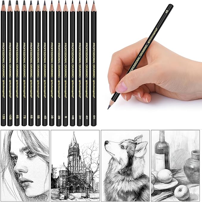 Sketch Pencils Set for Drawing, 14 Pack Graphite, for Art, Pencil kit for Sketching, Shading, Artist Pencils for Beginners Pro Artists