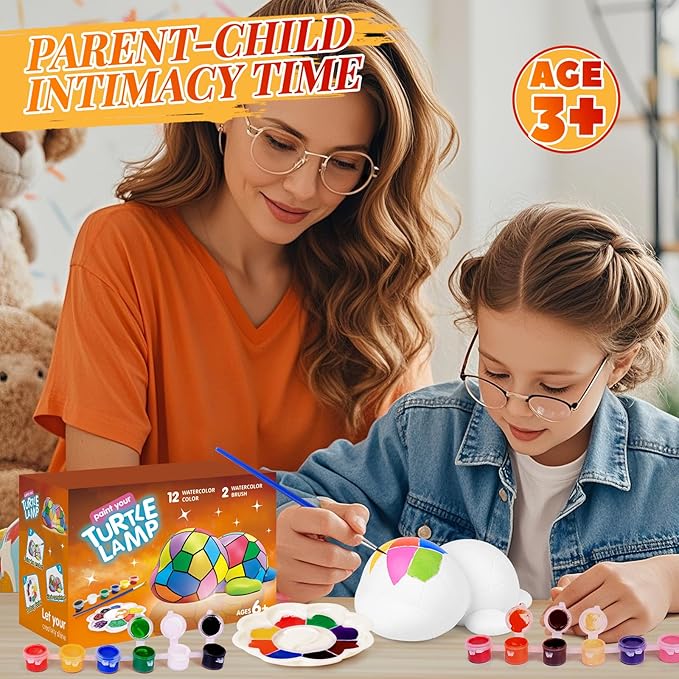 Paint Your Own Turtle Lamp Kit - Art Supplies Arts & Crafts Kit, Painting Kit for Kids Ages 6-12, Arts and Crafts for Kids Ages 8-12, Christmas Birthday Gifts for Girls Boys Age 5 6 7 8 9 10 11 12+