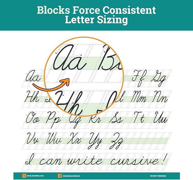 Channie’s Quick & Neat Cursive Handwriting Pad, 80 Pages Front & Back, 40 Sheets, Grades 1st – 3rd, Size 8.5” x 11”