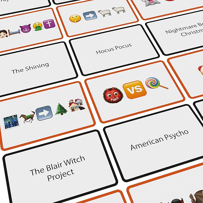 Bubblegum Stuff Name The Emoticon Game - Halloween Edition - Guess Halloween Item Funny Emoji Flash Card Board Game - Fun Memory Game - Suitable for Family, Kids, Teenagers & Adults