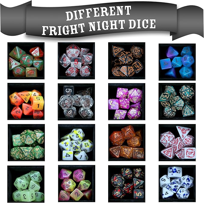 1985 Games Fright Night Dice Bag - Wide Range of Patterns for Gaming, Role Playing, Table Games (Pack of 6)