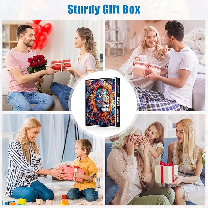 1000 Piece Puzzle for Adults - Colorful Lion Abstract Art Jigsaw Puzzle 1000 Pieces, Premium Thick Cardboard, Flowers Design, 20x28 Inch