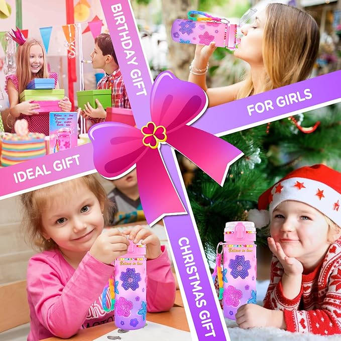 ASIOWELY Decorate Your Own Water Bottle Kits for Girls Age 4-12, Flower Diamond Painting Art and Crafts Gift for Boys Age 4-6-8-10, Fun Gifts Toys for School Birthday Christmas
