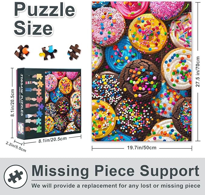 1000 Piece Puzzle for Adults - Candyland Cakes Jigsaw Puzzles, Maximalist Dessert Art Adult Puzzles 1000 Pieces, Bold Sugar-Themed Puzzle Board - 27.5x19.7 Inches