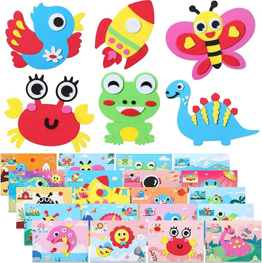 Wovnet 20 Pcs Foam Arts and Crafts for Kids 3-7 Years 3D EVA Foam DIY Craft Kits for Children Aged 3-7, Ideal for Classroom Activities, Drawing, and Creative Projects; Gifts for Boys and Girls