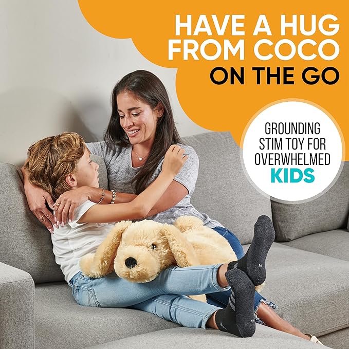 FRIENDLY CUDDLE Weighted Lap Blanket for Kids & Adults – Coco Weighted Blanket – ASD, Sensory Processing Weighted Stuffed Animals Dog Toy – Microwavable Weighted Lap Pad for Kids, 5 Lbs
