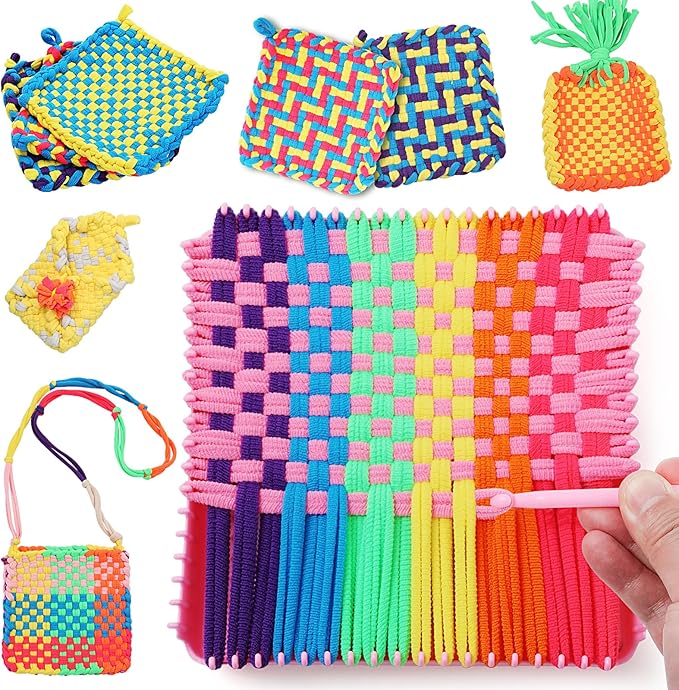 FUNBUD Weaving Loom Kit for Kids - Birthday Gifts for Girls Ages 6-12, DIY Craft Kit for Making Potholders, Arts and Crafts Toys for Girls 6-8, 8-12